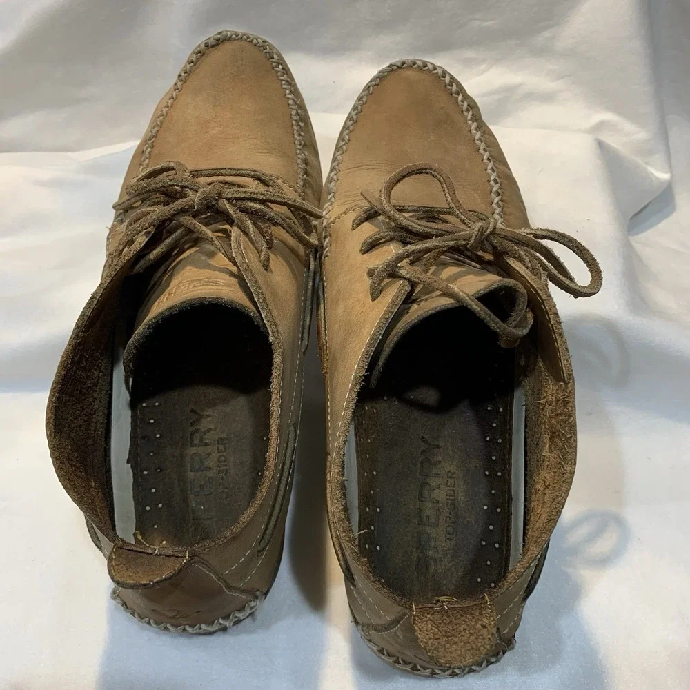 Sperry Top-Sider Tan Leather Moc Toe Chukka Ankle Boots Men's 11 M Boat Shoes